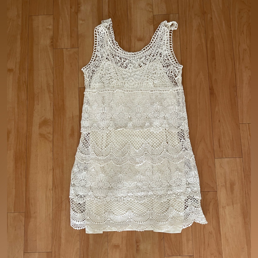 American Eagle Outfitters Crochet Cream Dress XS